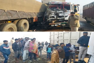 road accident in hanumangarh, two truck collision in hanumangarh