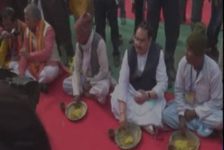 WATCH: JP Nadda's lunch with farmers in Malda