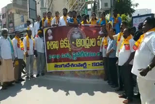 kadapa tdp leaders agitation against visakha steel plant privatization