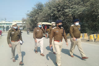 DCP foot patrolling at the border during Chakka Jam