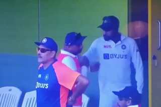 CHENNAI TEST SIRAJ GRABS KULDEEP BY HIS NECK VIDEO GOES VIRAL