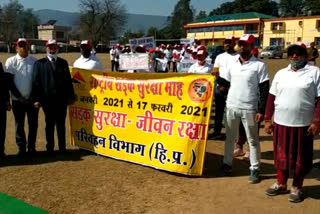 Rally organized under road safety campaign in Bilaspur