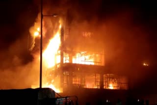 Fire brokeought at shopping complex in Bagalkot district in Karnataka