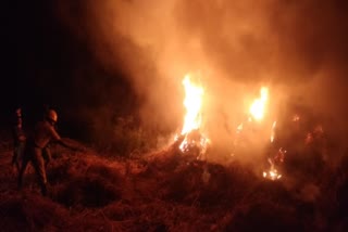 Fire on grass storage at mandya