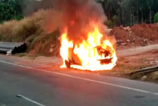 Car burned in Mangalore