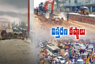 Motorists struggling with road widening works in mahabubnagar