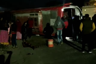 Bus overturned after hitting the culvert wall