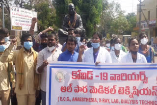 Corona Warriors protest in Kurnool