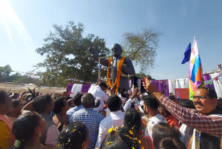 mla Santram Netam inaugurates statue of Dr Bhimrao Ambedkar