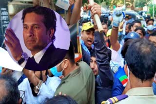 Fans in support of Sachin Tendulkar protested the tweet check in maharashtra