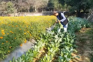 premchand doing organic and flower farming in dhanbad