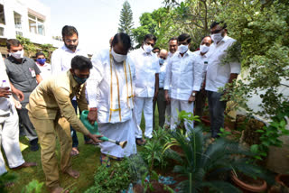 speaker pocharam Srinivas Reddy planted seedlings on the occasion of his birthday