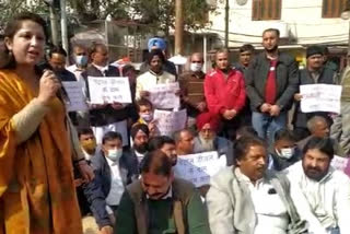 congress protest against petrol price hike in jammu