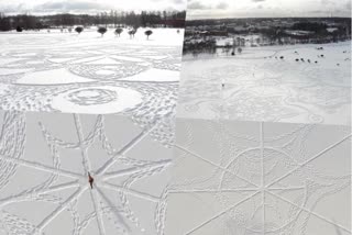 Finnish artist creates giant snow drawing