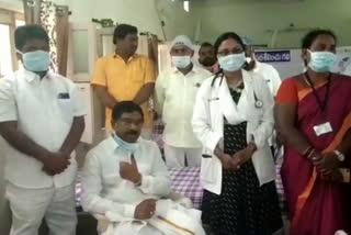 Covid Vaccination To Mla Rajaiah at jangaon district
