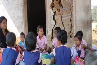 Children learned in a danger situation at Anganwadi centre in Nayagarh