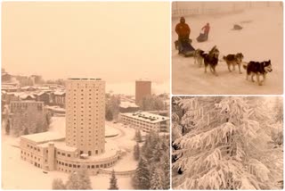 Red sand from the Sahara Desert fell on the snow-covered landscapes of the Italian Alps