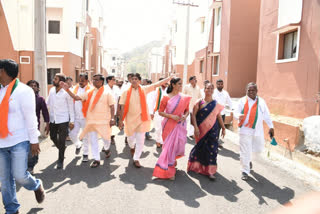 BJP district president Baswa Lakshmi Narayana inspected the construction of double bedrooms in Nizamabad city