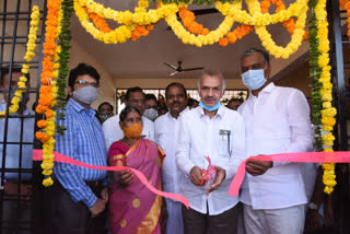 minister harish opened new school building in karsagutti village in sangareddy district