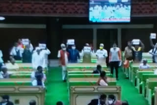 BJP MLA standing with poster in the house,  Rajasthan BJP News