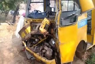 Truck collides with school van