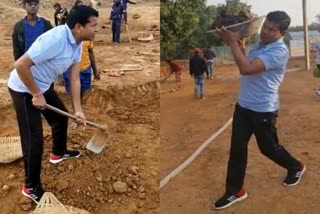 pcc-chief-mohan-markam-performed-shramdaan-in-gothan-of-jashpur