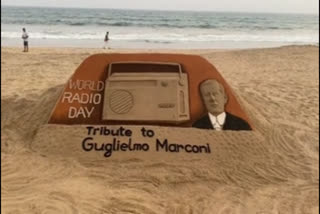 Sudarsan Pattnaik Creates Sand Art for World Radio Day