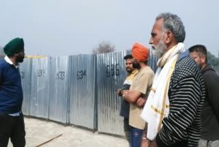 Singhu border mobile toilets
