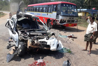 Accident between KSR TC Bus And Car in Nelyadi