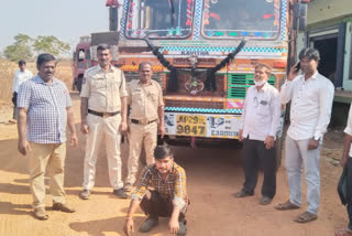 Zaheerabad Civil Supplies Department officials and police seized 550 quintals of ration rice being smuggled in Sangareddy district