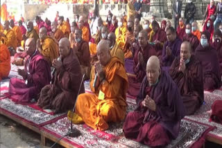 Buddhist monks offer prayers in Bihar temple for an end to COVID pandemic