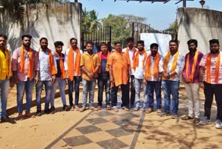 Sri Rama Sena activists  worship at Durga Devi Temple