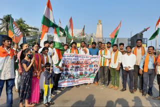 bharatiya janatha yuva morcha tributes to died crpf persons at pulwama attack in visakha