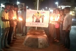 People from various villages paid tributes to the soldiers killed in the Pulwama attack in Karimnagar district