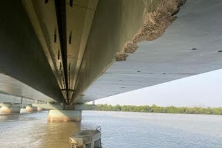 An unidentified boat hit the railway bridge on Naigaon creek