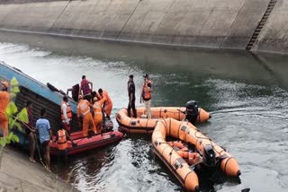 Passenger bus fallen down into Canal in Sidhi