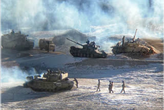 Indian and Chinese troops and tanks disengaging from the banks of Pangong lake area in Eastern Ladakh