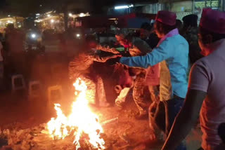 JCCJ burnt effigy of Chief Minister to provide justice to farmers IN KONDAGAON