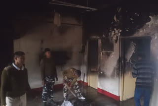 deputy commandant of crpf house caught fire in bokaro