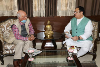 BJP national president Jagat Prakash Nadda meet former Chief Minister Shanta Kumar