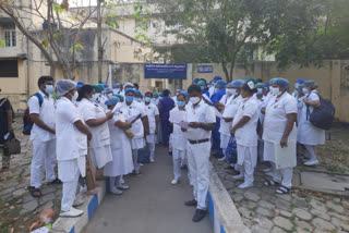 Contract nurses protest in Hyderabad