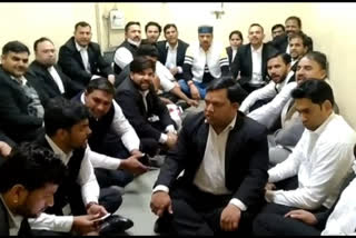 lawyers protest at Ghaziabad district headquarters