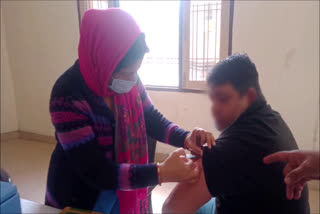 second dose of covid vaccine given to health workers in civil hospital palwal