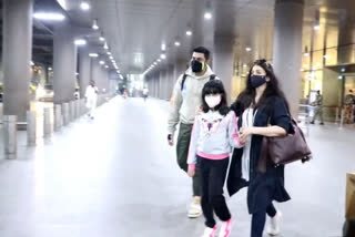 Aishwarya- Abhishek spotted at the airport along with their daughter