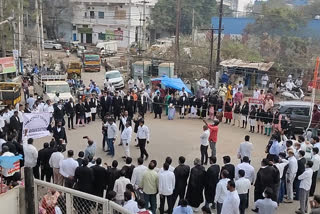 lawyers protest at kukatpally against vamanrao couple murder