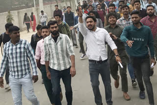 CBLU students protest for online exam option in bhiwani