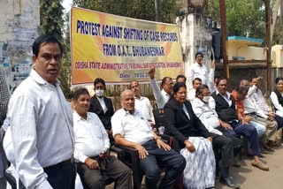 lawyers in front of the SAT gate in bhubaneswar