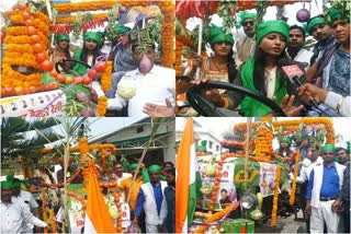 mla amba prasad unique style in tractor rally in hazaribag