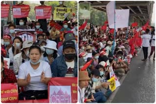 Myanmar anti-coup protesters honour woman shot dead by police