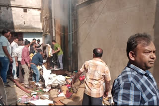 fire caught in textile warehouse in deoghar